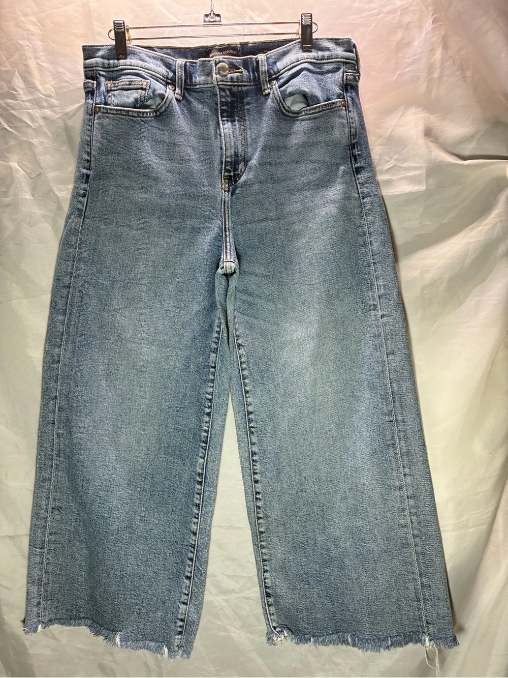 Banana Republic Light Blue Wide-Leg Crop Jeans with Raw Hem